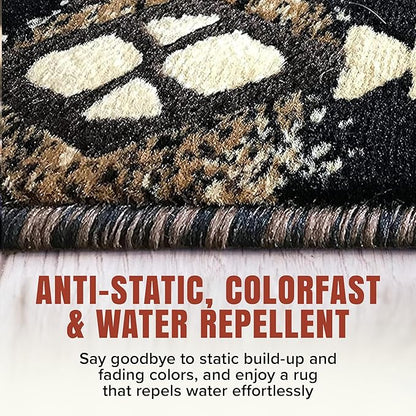 YHSF South West Native American Area Rug C318 - Easy Clean, Thick, Soft, Durable Native Tribal American Indian Inspired Rug for Bedroom/Living Room and More - Black, 3 Feet x 4 Feet 7 Inches