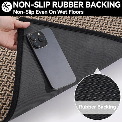 Door Mat 31x47, Dirt Resistant and Absorbent, Non-Slip Rubber Backing Floor Mats, Easy Clean Low-Profile Doormat for Entryway, Front Door, and Inside Entrance, Black