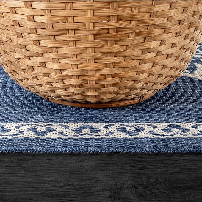 CAMILSON Outdoor Rug 6x9 Medallion Blue Modern Area Rugs for Indoor and Outdoor Patios Kitchen and Hallway Mats Washable Porch Deck Outside Carpet (Medallion Blue 6 x 9)
