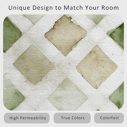 Checkered Rug Small, Washable 2x3 Throw Rug for Entryway, Geometric Rhombus Patterned Indoor Door Mat, Checkered Decor for Home, Bedroom, Soft Non Slip Thin Design FER32