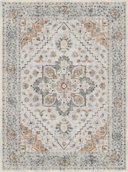 Kitchen Rug 2x4 Washable Rug for Entryway Vintage Non Slip Small Rugs Front Door Mat Indoor Entrance, Print Distressed Throw Rug Grey, Soft Low Pile Rugs Small Carpet for Entry Bedroom Bathroom