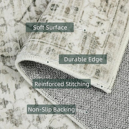 Deerly Boho 2x3 Area Rug Entryway Rugs for Bedroom Bathroom Kitchen 2x3 Small Soft Rugs Low Pile Keep Off Rug Carpet Washable Rug Oriental Vintage Area Rug Cream
