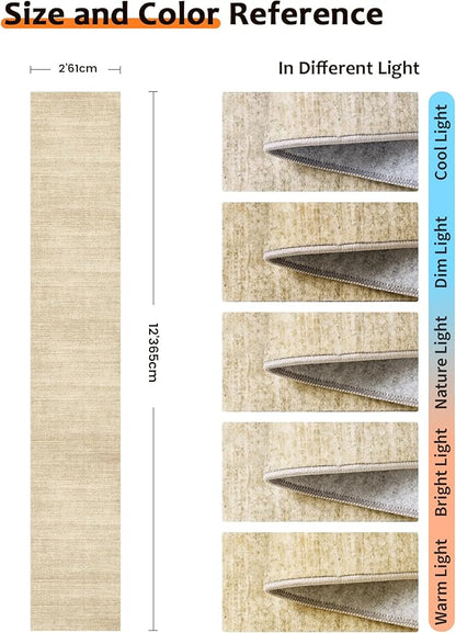 Art&Tuft Non-Slip Runner Rug - 2x12 Runner Rug Washable Low-Pile Rugs Runners, Soft Distressed Carpet Runner for Bedroom Bathroom Kitchen Laundry Living Room, Brown