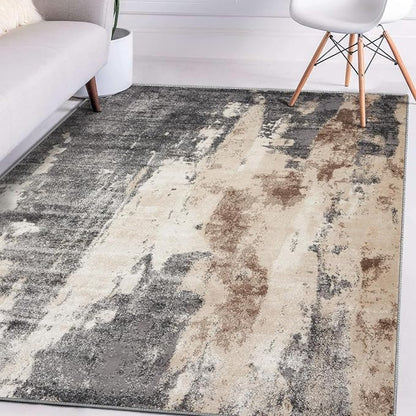 LUXE WEAVERS Euston Collection Gray-Gray 5x7 Modern Abstract Area Rug