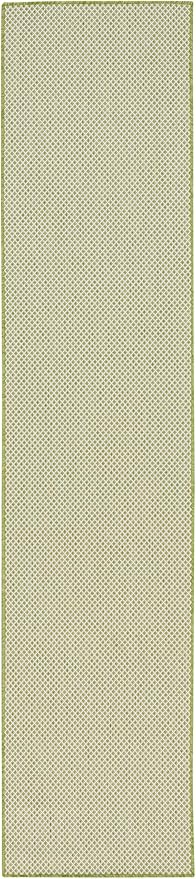 Nourison Home Courtyard Ivory Green 2'2" x 8' Area Rug - Easy Clean, Non Shedding, Bed Room, Living Room, Dining Room, Kitchen (8' Runner)
