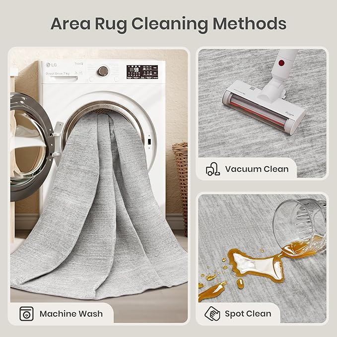 Valenrug Washable Rugs 4x6 - Stain Resistant 4x6 Area Rugs for Living Room, Non Slip Backing Printed Rugs for Bedroom, Folable Machine Washable Area Rug(4'x6', Grey)