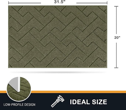 PURRUGS Dirt Trapping Door Mat 20" x 31.5", Non-Slip Machine Washable Entry Rug, Shoe Scraper, Dog Doormat, Super Absorbent Welcome Mat for Front & Back Door, Muddy Wet Shoes & Paws, Sage Green