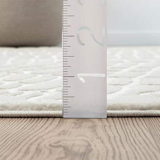 Abani Cream Area Rug for Living Room, Bedroom - Pebble Pattern - 4 x 6 - Durable & Easy to Clean