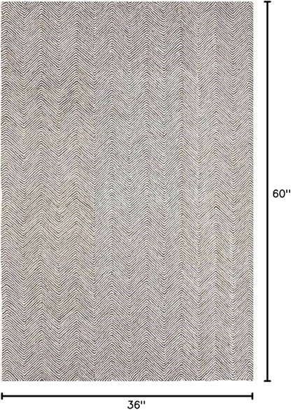 Modern Herringbone Chevron Collection Handcrafted Wool Area Rug - Durable, Zigzag Pattern, for High Traffic, Contemporary Design for Living Room, Bedroom, Dining Room Decor (Dark Olive, 3' x 5')