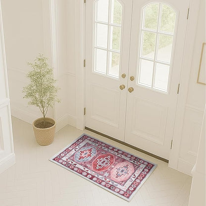 Fame Rugs Turkish Rug. Washable Vintage Oriental Antique Inspired Traditional Doormat Small Modern Area Rugs Luxury Entryway Entry Bedroom Bathroom Kitchen (378RR, 9' x 12')