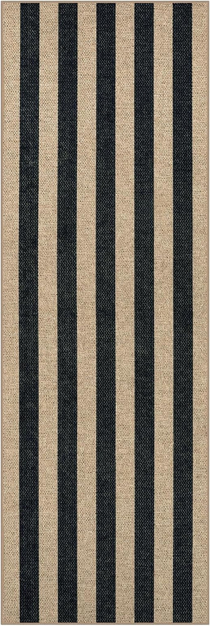 Lahome Striped Outdoor Runner Rug, 2x6 Washable Kitchen Rugs Non Slip Carpet Runners for Hallway 6ft, Farmhouse Non Shedding Lightweight Floor Carpet for Bedroom Entryway Front Porch