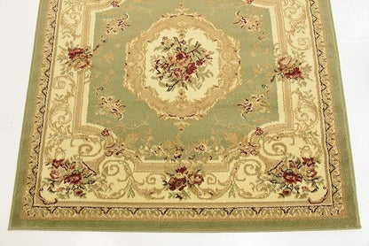 Unique Loom Versailles Collection Traditional Classic Floral Motif Area Rug (4' 0 x 4' 0 Square, Green/ Ivory)