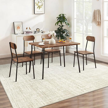 6x9 Area Rugs for Living Room, Washable Large Area Rug Neutral Modern Abstract Bedroom Rug Soft Non Slip Low Pile Stain Resistant Indoor Carpet for Nursery Kids Dining Room Office(Beige, 6'x9')