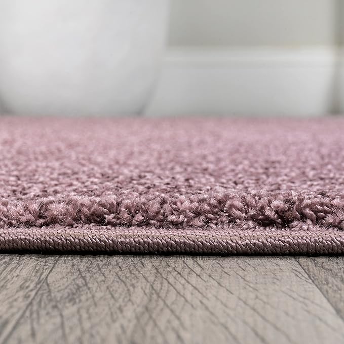 Eyely UES100R-6SQ Supersoft Haze Solid Low-Pile Indoor Area Rug, Coastal, Bohemian, Minimalist, Classic, Casual for Bedroom,Kitchen,Living Room,Non Shedding,Easy-Washing, Purple, 6' Square