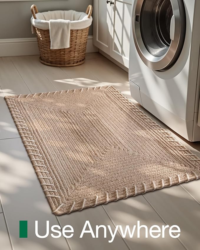 LUMI Handwoven Jute Door Mat, Non-Slip Durable Entryway Mat with Anti-Slip Mat for Hard Floor, Front Door Mats for Home Entrance, Patio, 32"x48", Knit Jute