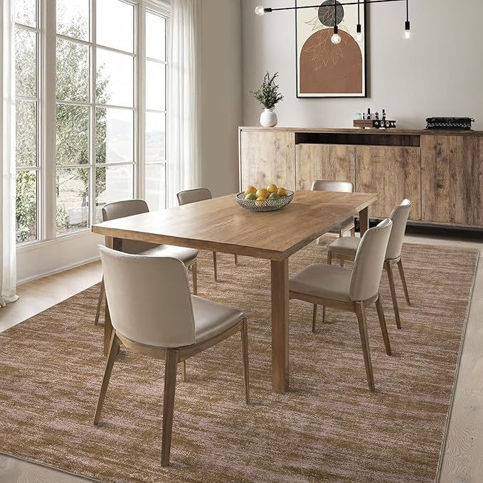 RUGSREAL Modern Area Rug 4x6 Indoor Non-Slip Solid Color Dining Room Throw Rug Washable Bedroom Rug with Rubber Backing Contemporary Large Floor Carpet for Bedroom Living Room Kitchen, 4' x 6' Taupe