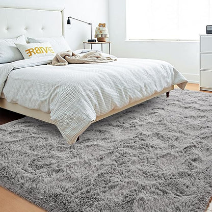 Beglad Fluffy Large Area Rugs 6x9 Feet, Modern Minimalist Style Shag Fuzzy Rugs, Non-Slip Indoor Carpet Soft Rugs for Kids Room, Bedroom & Living Room, Grey
