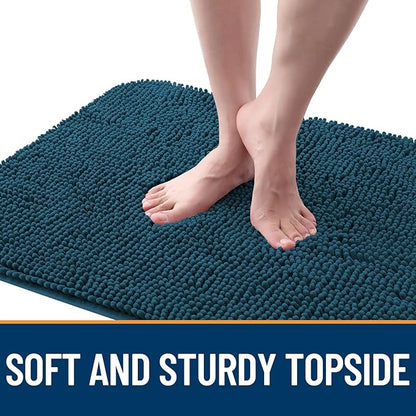 OLANLY Dog Door Mat for Muddy Paws 59x32, Absorbs Moisture and Dirt, Absorbent Non-Slip Washable Doormat, Quick Dry Chenille Mud Mat, Entry Indoor Entryway Carpet for Inside Floor, Atlantic Blue