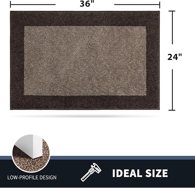 PURRUGS Dirt Trapping Door Mat 24" x 36", Non-Slip/Skid Machine Washable Entryway Rug, Shoes Scraper, Throw Rug, Super Absorbent Area Rug for Muddy Wet Shoes and Paws, Grayish Brown & Coffee