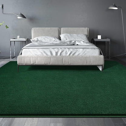 Large Area Rugs for Living Room Bedroom, 4x6 Feet Dark Green Rug, Minimalist Modern Shag Rug, Soft Thick Memory Foam Indoor Carpet, Non-Slip Washable Rug for Boys Girls Dorm Nursery Room Home Decor