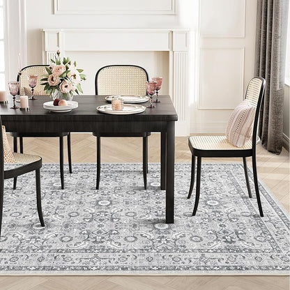 WITSHOCK Living Room Area Rugs 9x12: Soft Non-Slip Backing Washable Rugs Vintage Large Carpet for Bedroom Office Dining Room Kitchen Stain Resistant Home Decor Rug