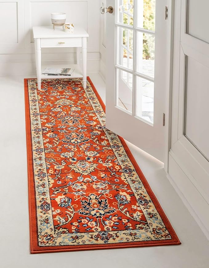Unique Loom Sialk Hill Collection Area Rug - Washington (2' 7" x 10' Runner Terracotta/Cream)