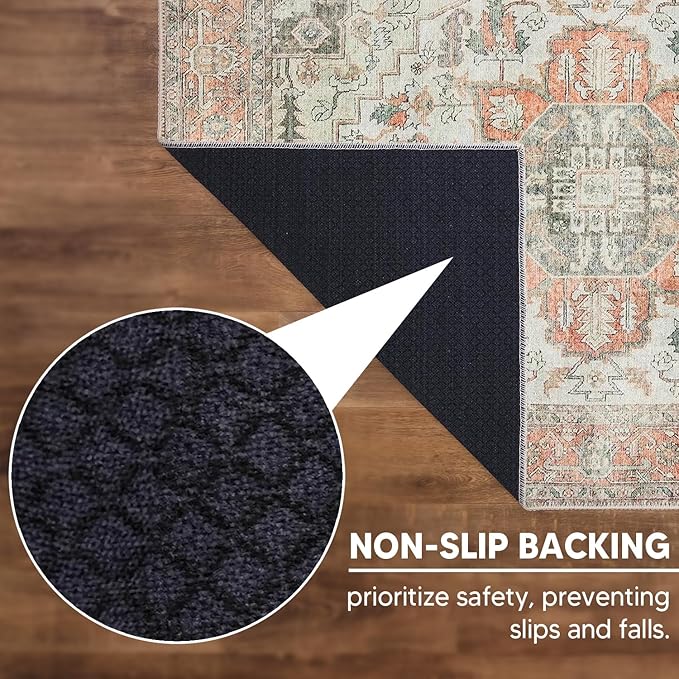 Keen Home Design 2x3 Rug - Machine Washable Entry Rug with Non-Slip Backing, Ideal for Enteryway, Kitchen, Bathroom, Laundry Room - Vintage, Easy Clean, Durable, Low Pile - (2' x 3')