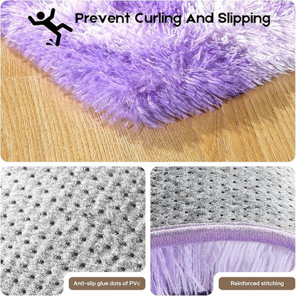 5x7 Area Rugs for Living Room, Fluffy Large Rugs for Bedroom, Soft Shag Fuzzy Non-Slip Carpet for Kids Boys and Girls Nursery Room Dorm Indoor Home Decor (Tie-Dyed Purple, 5ft x 7ft)
