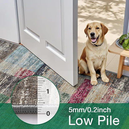 LUMI 5x8 Washable Area Rug for Living Room, Ultra Soft Geometric Rugs Non Slip with Rubber Backing, Low Profile, High Traffic, Stain Resistant Carpets, Ideal for Bedroom, Dining Room, Indoor