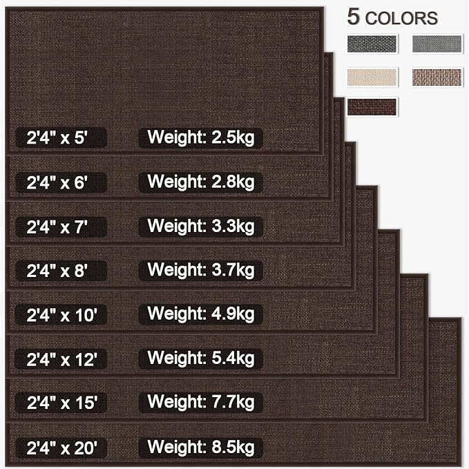 8FT Jute Runner Rug for Hallways Non Slip, Machine Washable Laundry Room Mat Hall Rug Runner Carpets, Deep Brown