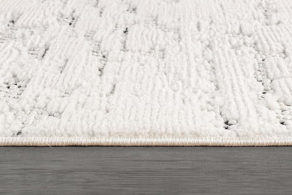 Beverly Rug Micro Loop Area Rug White/Gray 8x10 Abstract Modern Luxury Brushstroke Durable Soft Indoor Rugs for Living Dining Room Office Stain Resistant Non Shedding Casual Indoor Carpet 8 x 10