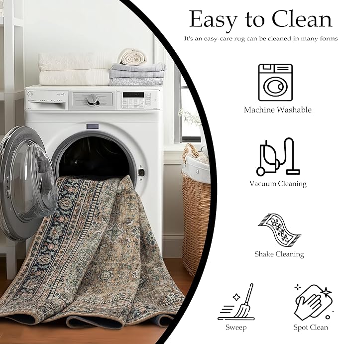 Area Rug Non Slip Machine Washable Ultra Soft Living Room/Bedroom/Kitchen/Outdoor/Classroom Vintage Brown, 8'×10'