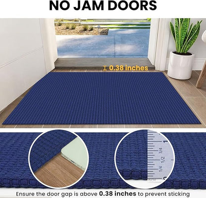 IOHOUZE Small Area Rug 2x3 Washable Woven Rugs for Entryway Non Slip Rubber Backed Front Door Rugs Indoor Doormat Throw Rug Floor Carpet for Entrance Kitchen, Royal Blue/Navy