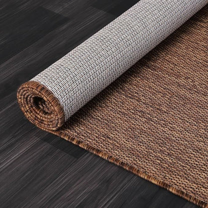 Beverly Rug Indoor Outdoor Rug 8x10, Washable Outside Carpet for Patio, Deck, Porch, Solid Modern Area Rug, Water Resistant, Gold Brown