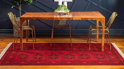 Unique Loom Tekke Collection Over-Dyed Saturated Traditional Torkaman Area Rug (6' 0 x 9' 0 Rectangular, Red/Black)