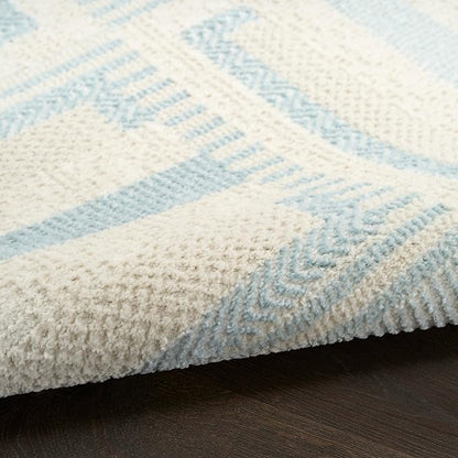 Nourison Home Nordic Ivory Blue 5' x 7' Area Rug - Easy Clean, Non Shedding, Bed Room, Living Room, Dining Room, Kitchen (5' x 7')
