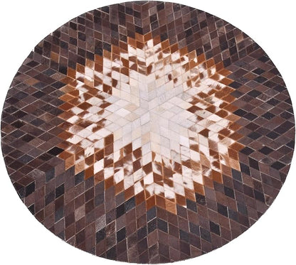 Round Area Rug – Soft and Durable Floor Mat for Living Room, Bedroom, or Entryway – Non-Slip Modern Carpet for Home Decor & Interior Styling(Tan&White 6X6)