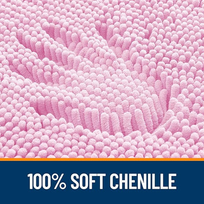 OLANLY Bathroom Rugs 30x20, Extra Soft Absorbent Chenille Bath Rugs, Rubber Backing Quick Dry, Machine Washable Bath Mats for Bathroom Floor, Tub and Shower, Home Decor Accessories, Pink