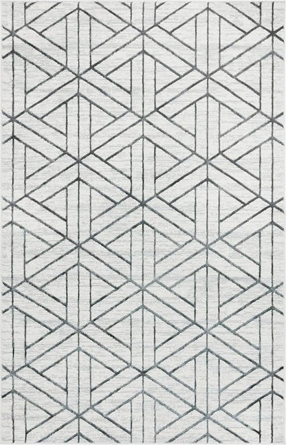 Rugs.com Lattice Trellis Collection Rug – 5' x 8' White Low-Pile Rug Perfect for Living Rooms, Large Dining Rooms, Open Floorplans