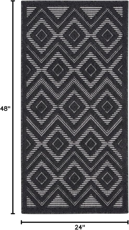 Nourison Home Versatile Charcoal Black 2' x 4' Area Rug - Easy Clean, Non Shedding, Bed Room, Living Room, Dining Room, Kitchen (2' x 4')