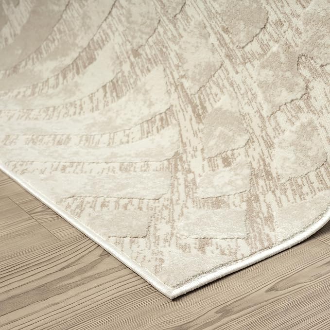 Abani Terra Cream Area Rug for Living Room, Bedroom - Rustic Modern Pattern - 8' x 10' - Durable & Easy to Clean