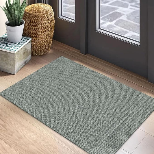 EARTHALL Washable Area Rug 2x3 Ft Non Slip Rugs for Entryway Braided Small Throw Rugs with Rubber Backing Door Mat Indoor Outdoor Entrance Rug for Kitchen Foyer Front Door, Green/Grey