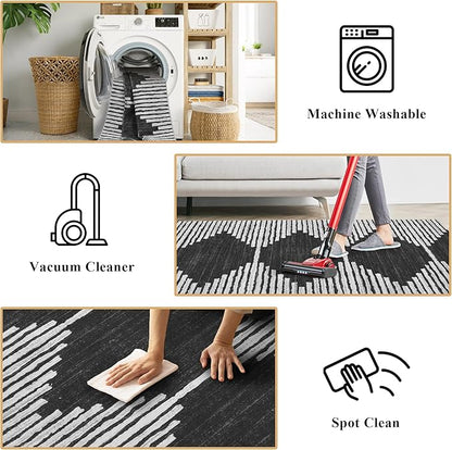 HelloTree 2x3 Entryway Rug, Indoor Small Machine Washable Area Rug Non Slip Backing Home Decor Floor Decoration Mat Boho Rugs for Entrance Kids Room Bedside Bedroom Resistant Carpet