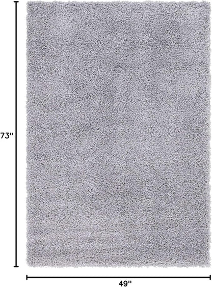 Unique Loom Davos Shag Collection Area Rug - Solid (4' 1" x 6' 1" Rectangle, Sterling)