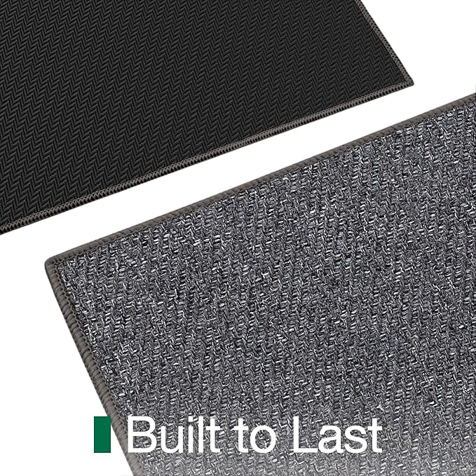 LUMI Ultra Thin Indoor Door Mat for Entrance 36"x56", Non Slip Entryway Mat, Low Profile Doormat, Unique Herringbone Design Carpet for Inside, Patio, Porch, Dark Gray
