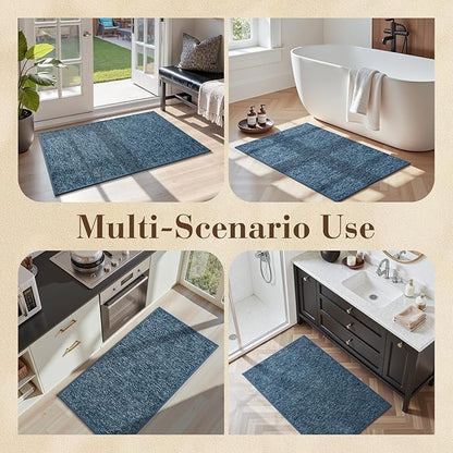 MontVoo Door Mat Indoor Entrance Doormat, Absorbent Durable Rubber Non Slip Front Door Mat for Inside Entry Entryway Dirt Trapper Welcome Mat, Navy Blue 24''x36''