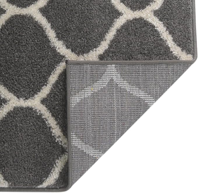 Rugs.com Lattice Frieze Collection Rug – 3' 3 x 5' 3 Dark Gray Medium Rug Perfect for Living Rooms, Large Dining Rooms, Open Floorplans