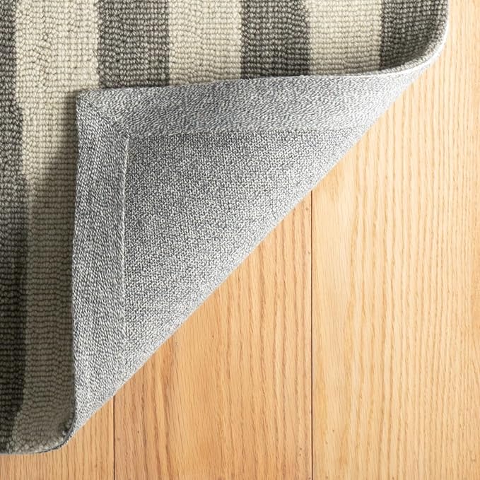 Dash & Albert Silas Stripe Grey Hand Micro Hooked Wool Rug, 9.5 X 13.5 Feet, Grey Stripe Pattern - Premium Luxury Hotel Quality Soft Breathable Hypoallergenic Machine Washable Easy Care All Season