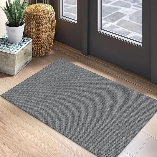 EARTHALL Washable Area Rug 2x3 Ft Non Slip Rugs for Entryway, Braided Small Throw Rugs with Rubber Backing Door Mat Indoor Outdoor Entrance Cotton Woven Rug for Kitchen Foyer Front Door, Charcoal Gray