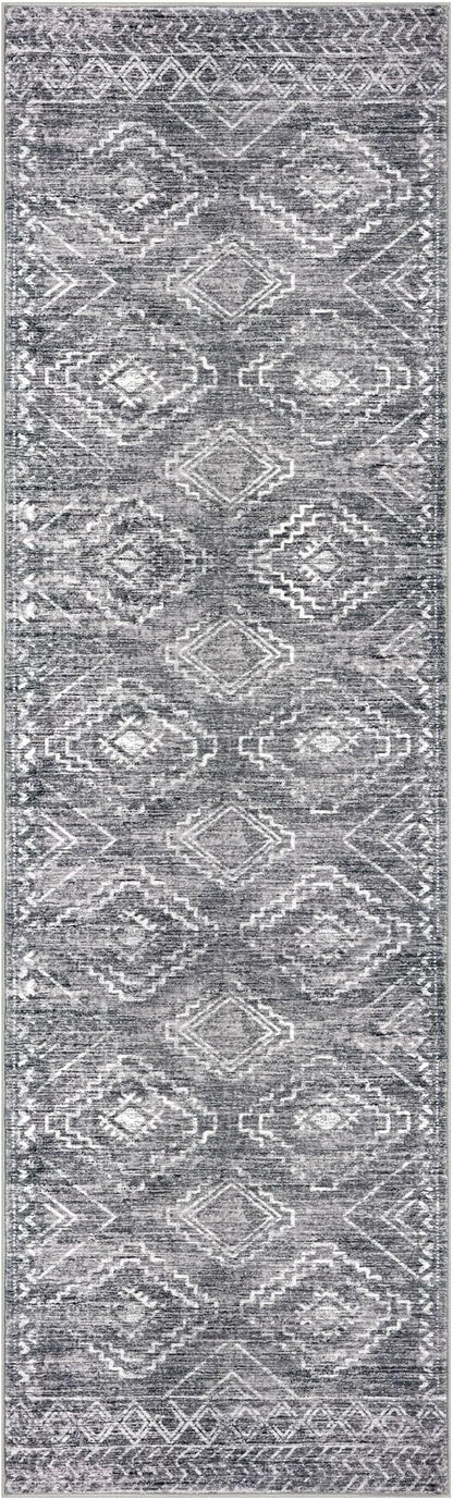 KILOCOCO Hallway Runner Rug 3'x10' Runners for Hallways Washable Runner Rug Non Slip Rubber Backed Low-Pile Runners for Bedroom Kitchen Living Room Laundry Room Boho Rugs, Grey